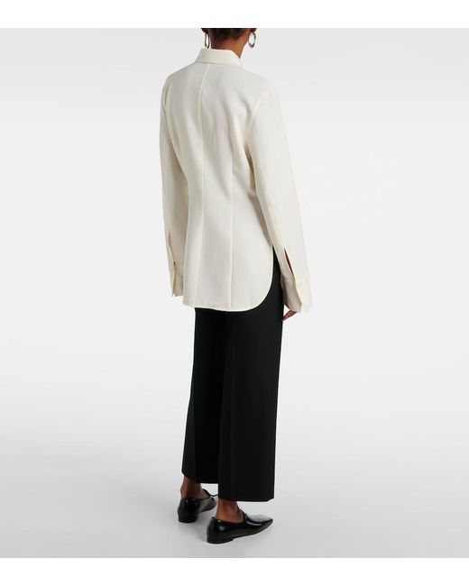 Totême  White Satin Button-Down Long-Sleeve Blouse