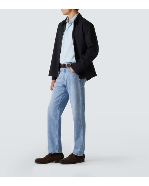 Zegna Blue Cotton And Cashmere Shirt for men