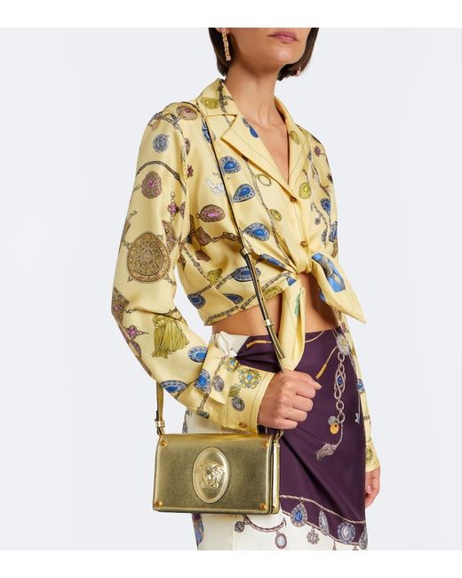 Versace Natural Medusa Small Metallic Leather Clutch