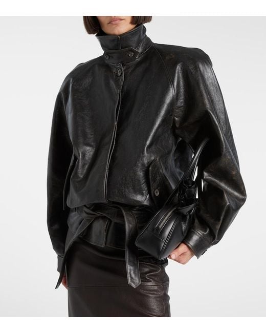 Magda Butrym Black Belted Leather Jacket