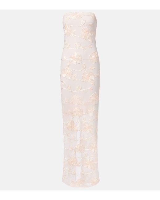 ROTATE BIRGER CHRISTENSEN White Embroidered Mesh Maxi Dress