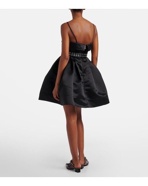 Ganni Black Belted Satin Minidress