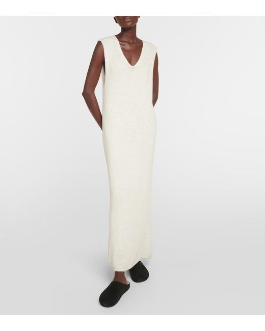 The Row White Folosa Knitted Silk Maxi Dress
