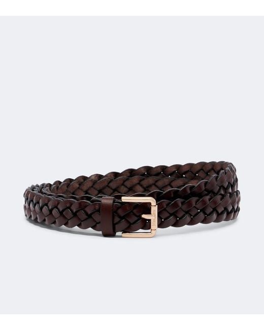 Max Mara Brown Woven Leather Belt