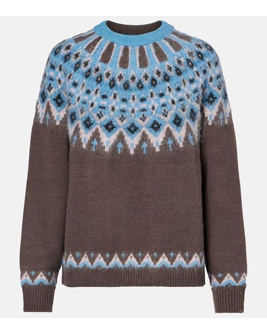 Staud Gray Zane Fair Isle Wool-Blend Sweater