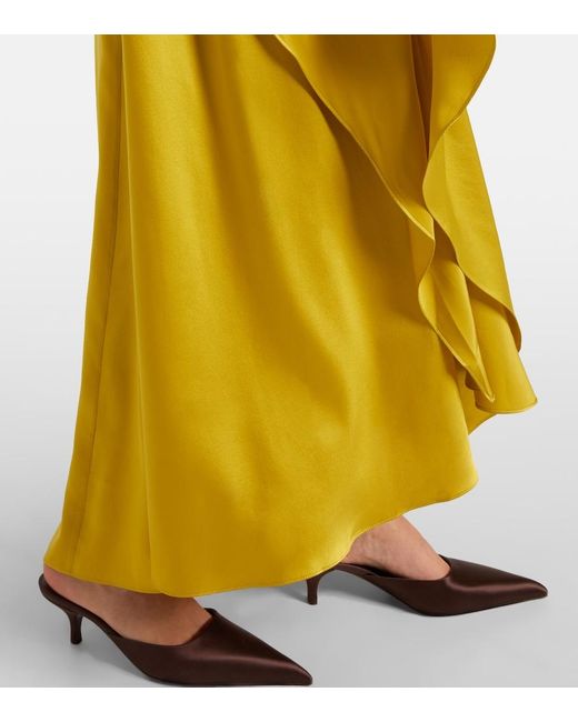 Roksanda Yellow Hiba Caped Silk Gown