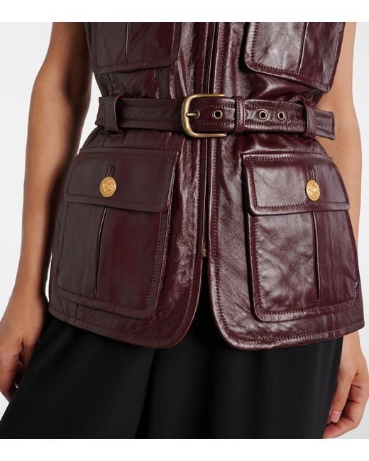 Chaleco De Piel Con Cinturon Chloé de color Purple