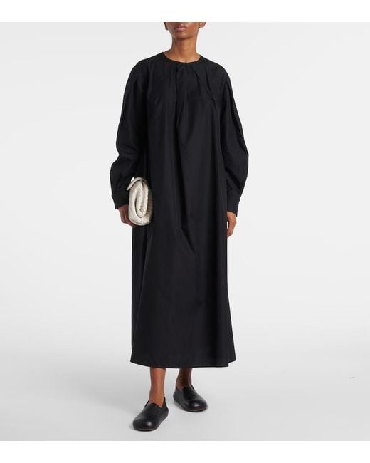 Max Mara Black Liriche Cotton Poplin Midi Dress