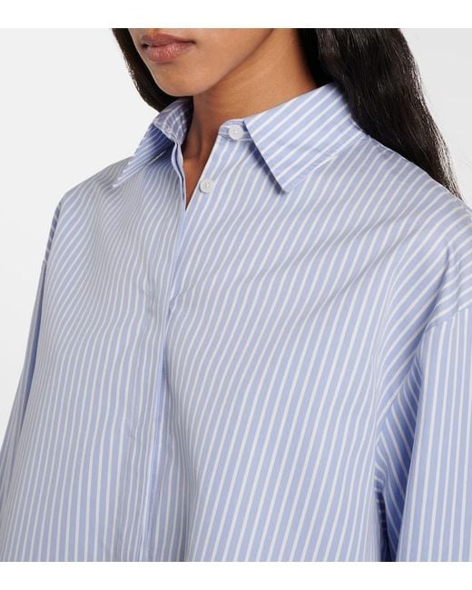 Proenza Schouler Blue Isla Striped Cotton And Silk Minidress