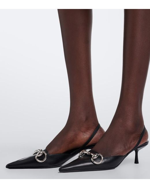 Gucci Black Boulevard Leather Slingback Pumps