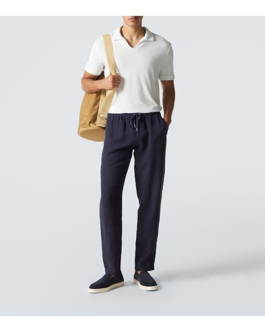 Thom Sweeney White Cotton Terry Polo Shirt for men