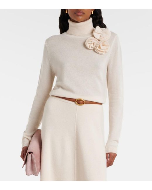 Jardin Des Orangers White Floral-Applique Wool And Cashmere Sweater