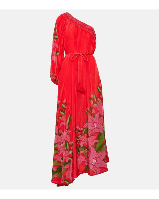 Farm Rio Red Midikleid Summer Foliage