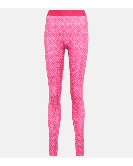 MARINE SERRE Pink Printed High-rise leggings