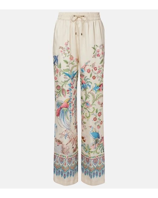 Etro White Floral Wide-Leg Pants