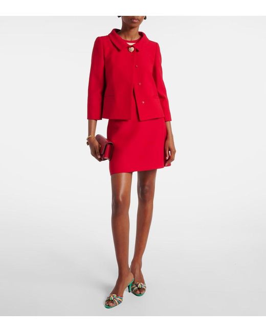 Valentino Red Crepe Couture Embellished Blazer