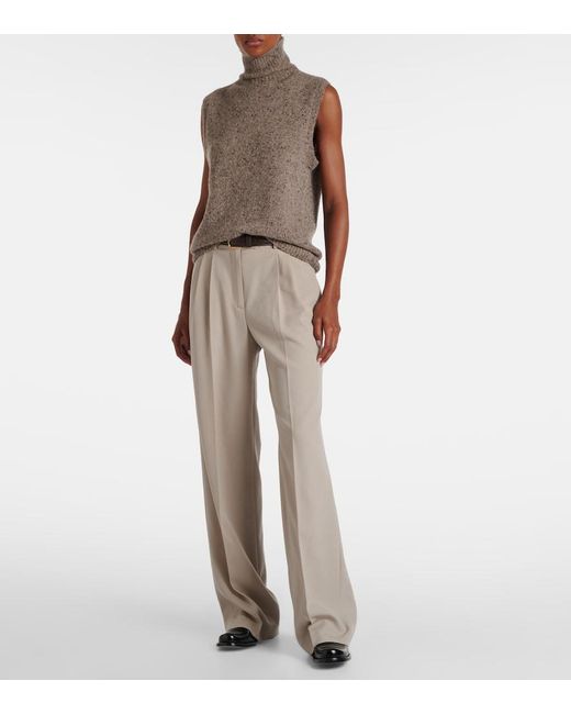 The Row Brown Merilas Cashmere Turtleneck Top
