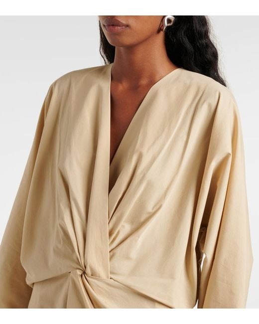 TOVE Natural Ailin Draped Cotton Midi Dress