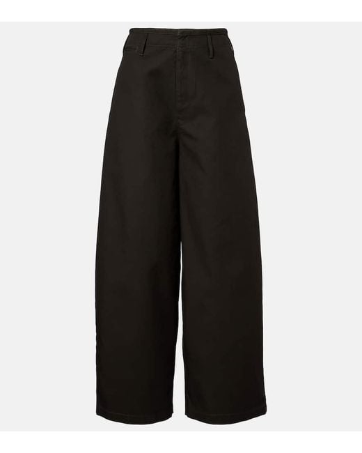Lemaire Black Weite High-Rise-Hose Aus Twill
