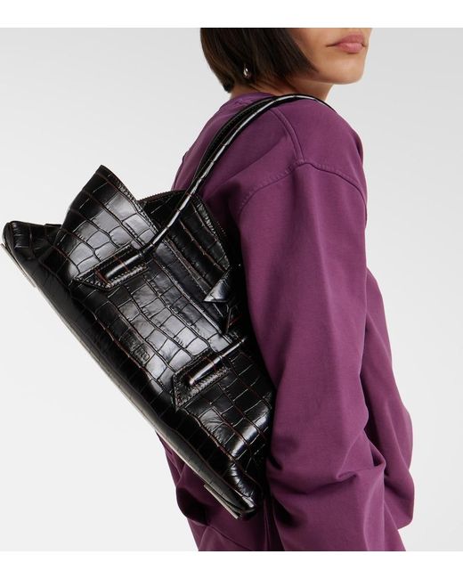 The Attico Black La Passeggiata Small Leather Tote Bag