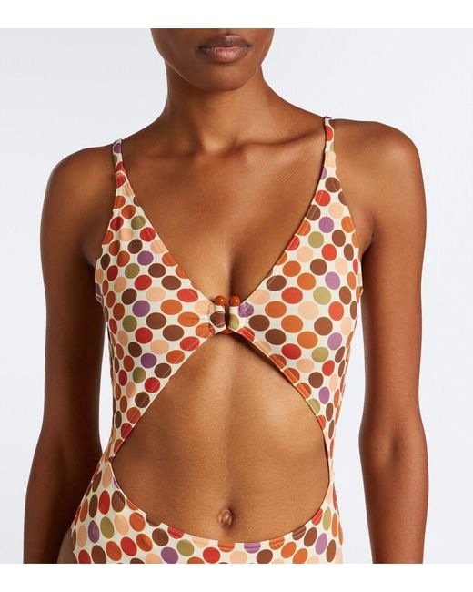 Eres Pink Nightlife Cutout Polka-Dot Swimsuit