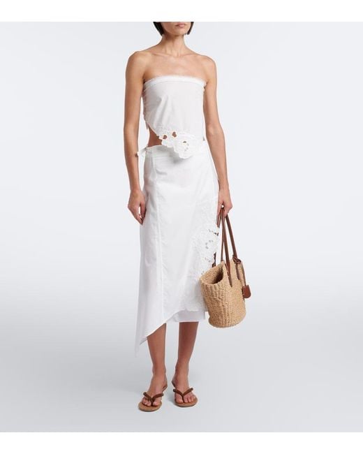 Sir White Klara Asymmetric Cotton Midi Skirt