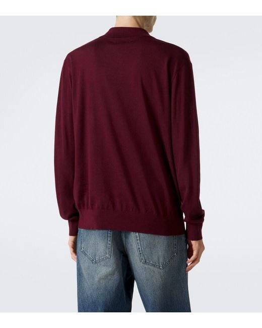 Dries Van Noten Red Wool Polo Sweater for men