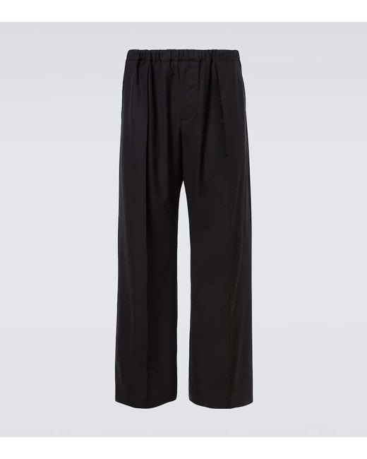 Plan C Wool Wide-Leg Pants in Black for Men | Lyst