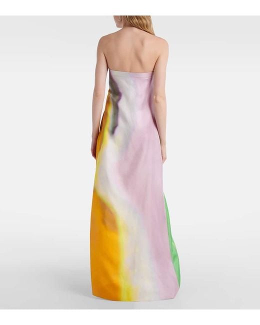 Christopher Esber Yellow Printed Silk Satin Maxi Dress