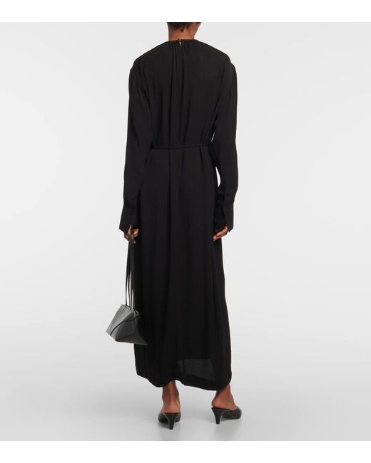 Totême  Black Gathered Crepe Maxi Dress