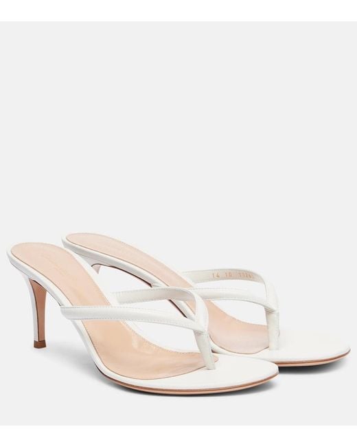 Gianvito Rossi White Calypso 70 Leather Thong Sandals