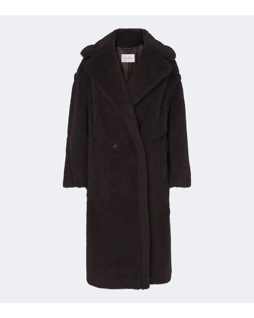 Max Mara Black Alpaca, Wool, And Silk Teddy Coat