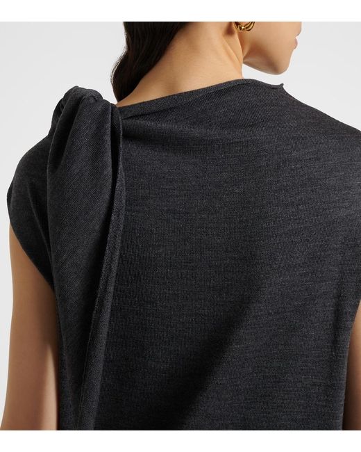 Jil Sander Gray Wool Midi Dress
