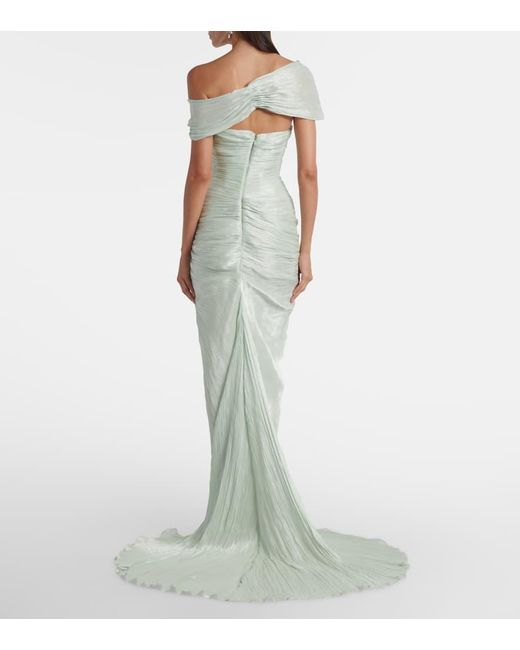 Marmar Halim Green Off-Shoulder-Robe