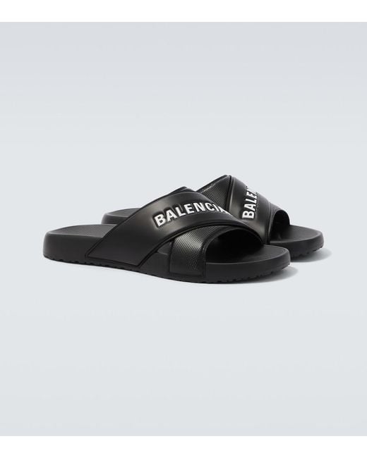 Balenciaga Black Sporty Pool Slides for men