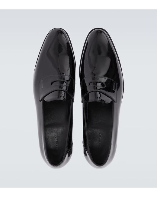 John Lobb Black Jamie Patent Leather Penny Loafers for men
