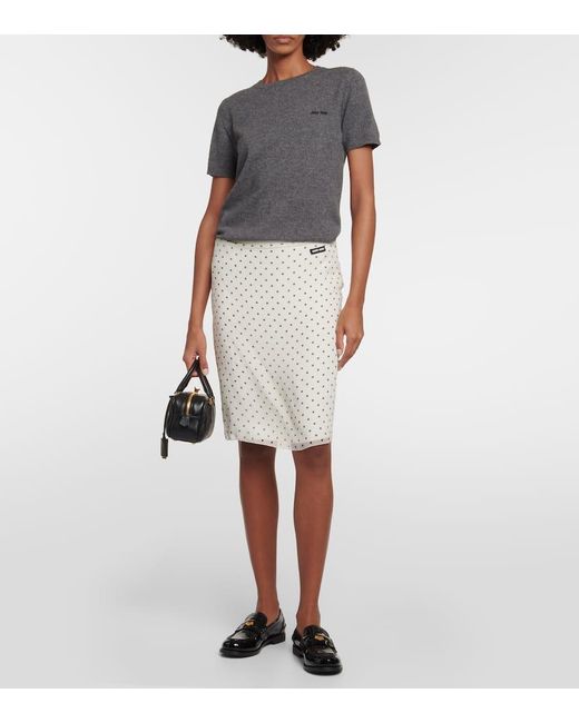 Miu Miu Gray Logo Cashmere Sweater