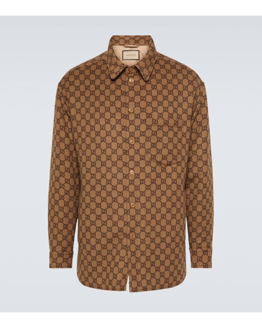 Gucci Brown GG Supreme Flannel Shirt Jacket for men