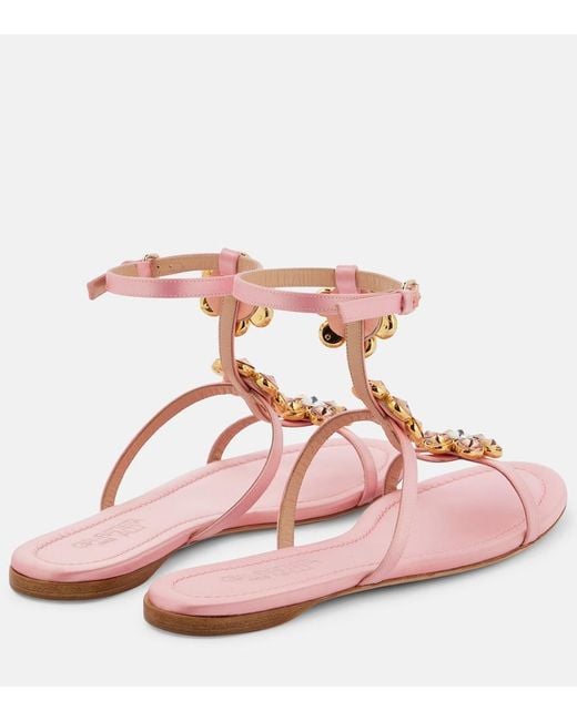 Giambattista Valli Pink Jaipur Embellished Satin Sandals