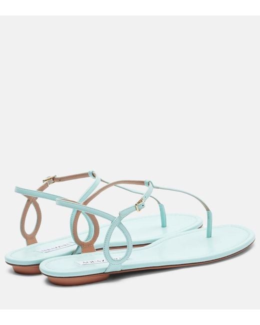 Aquazzura White Almost Bare Leather Thong Sandals