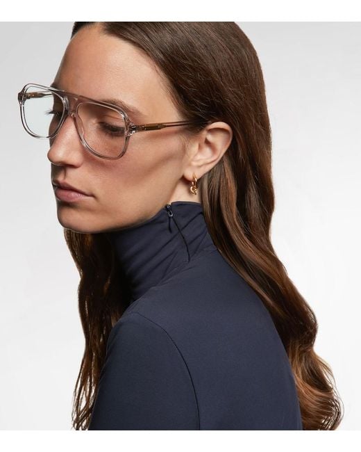 Bottega Veneta Gray Slim Ribbon Aviator Glasses