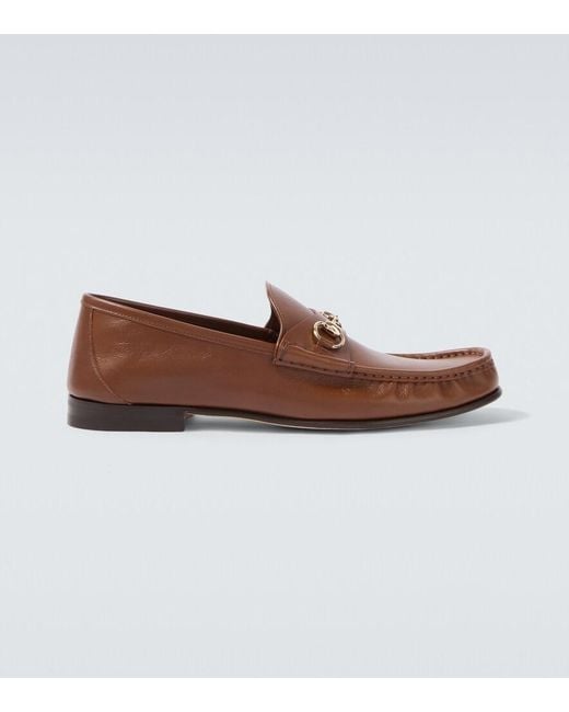 Gucci Brown Lugano Horsebit Leather Loafers for men