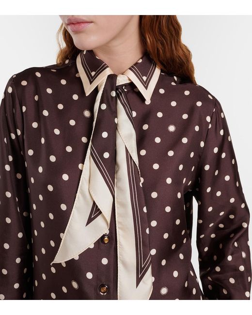 Zimmermann Brown Polka-Dot Silk Shirt