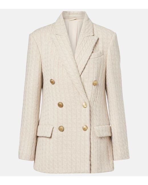 Brunello Cucinelli Natural Monili Cable-Knit Cashmere Blazer