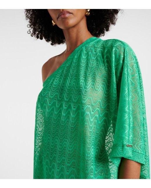 Melissa Odabash Green Savannah One-Shoulder Beach Cover-Up