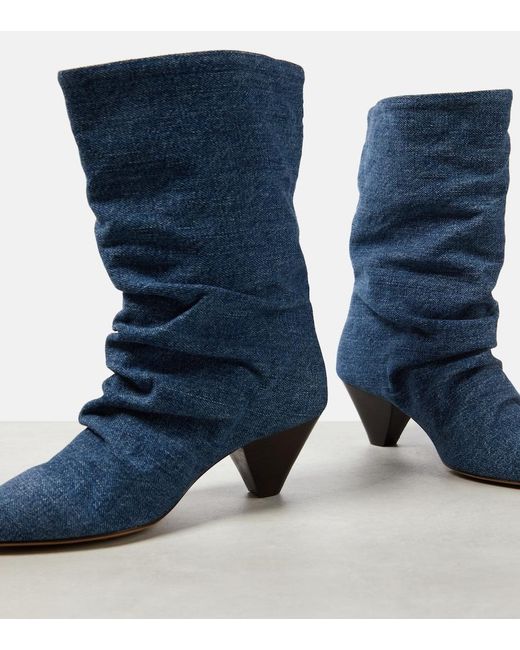 Isabel Marant Blue Reachi Denim Ankle Boots
