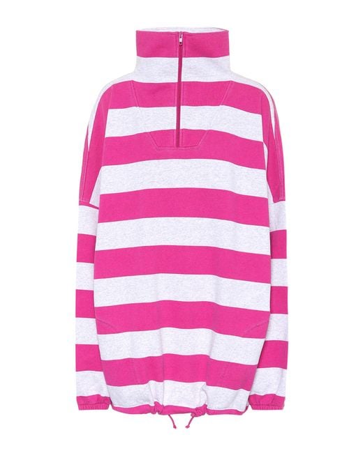 Balenciaga Pink Striped Cotton-blend Sweatshirt