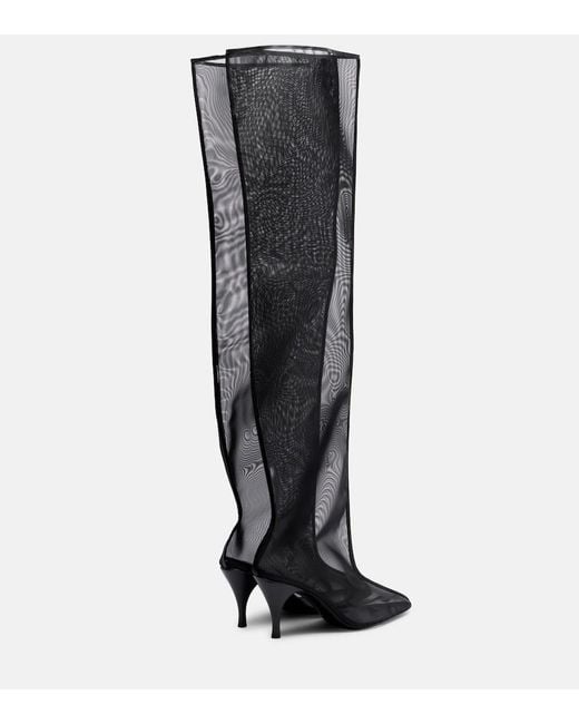 Herbert Levine Black Drawing A Blank 80 Mesh Knee-High Boots