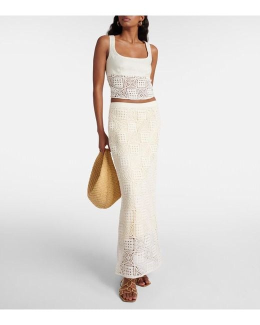 Sir Natural Rayure Crochet Cotton Maxi Skirt