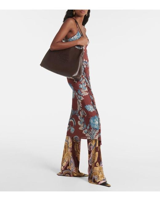 Etro Brown Libra Medium Leather Tote Bag